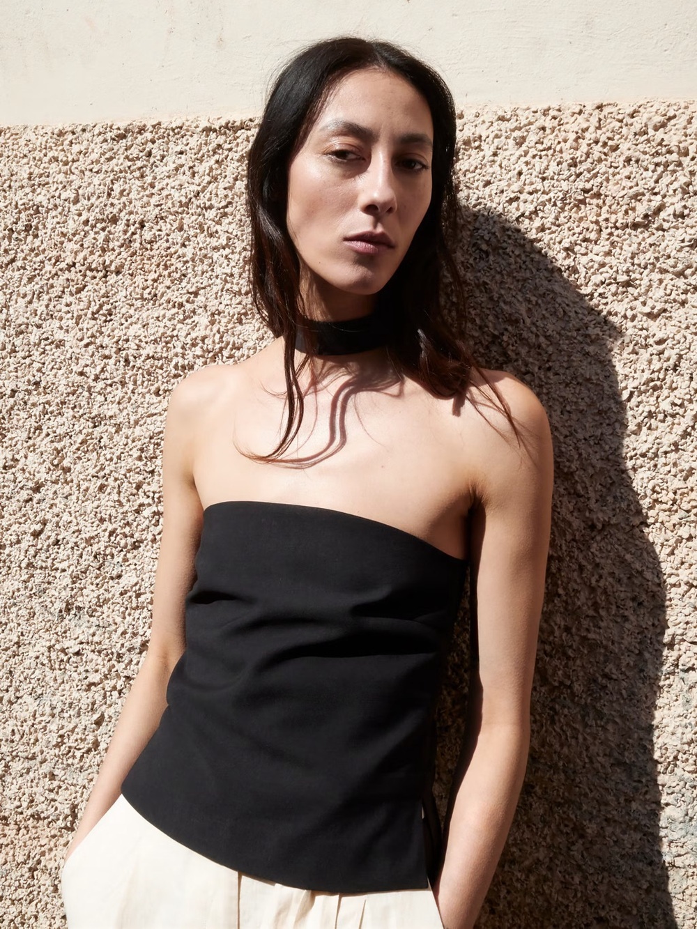 Mango Classic Black Strapless Tube Top